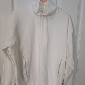 Old Navy Oversized Active Quarter Zip, White, Size XS (Fits Like A Medium)